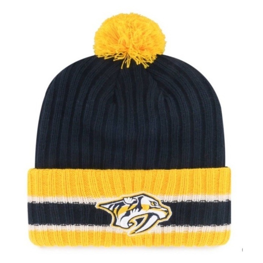 NHL Nashville Predators Crevice Knit Beanie Toboggan Hat with Pom NEW
